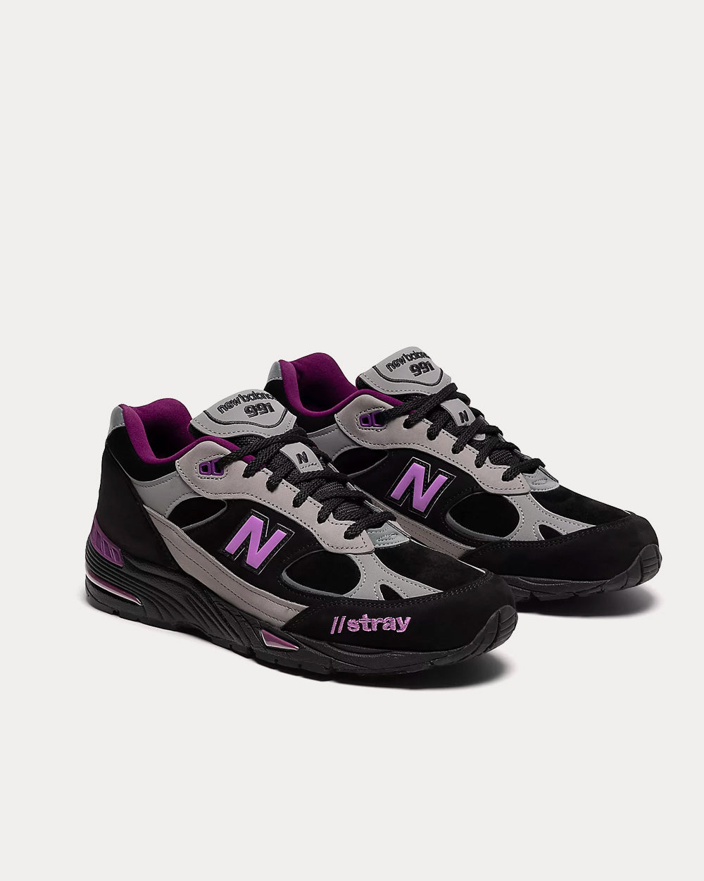 New Balance x Stray Rats Made in UK 991 Black / Grey / Purple Low Top Sneakers - 3