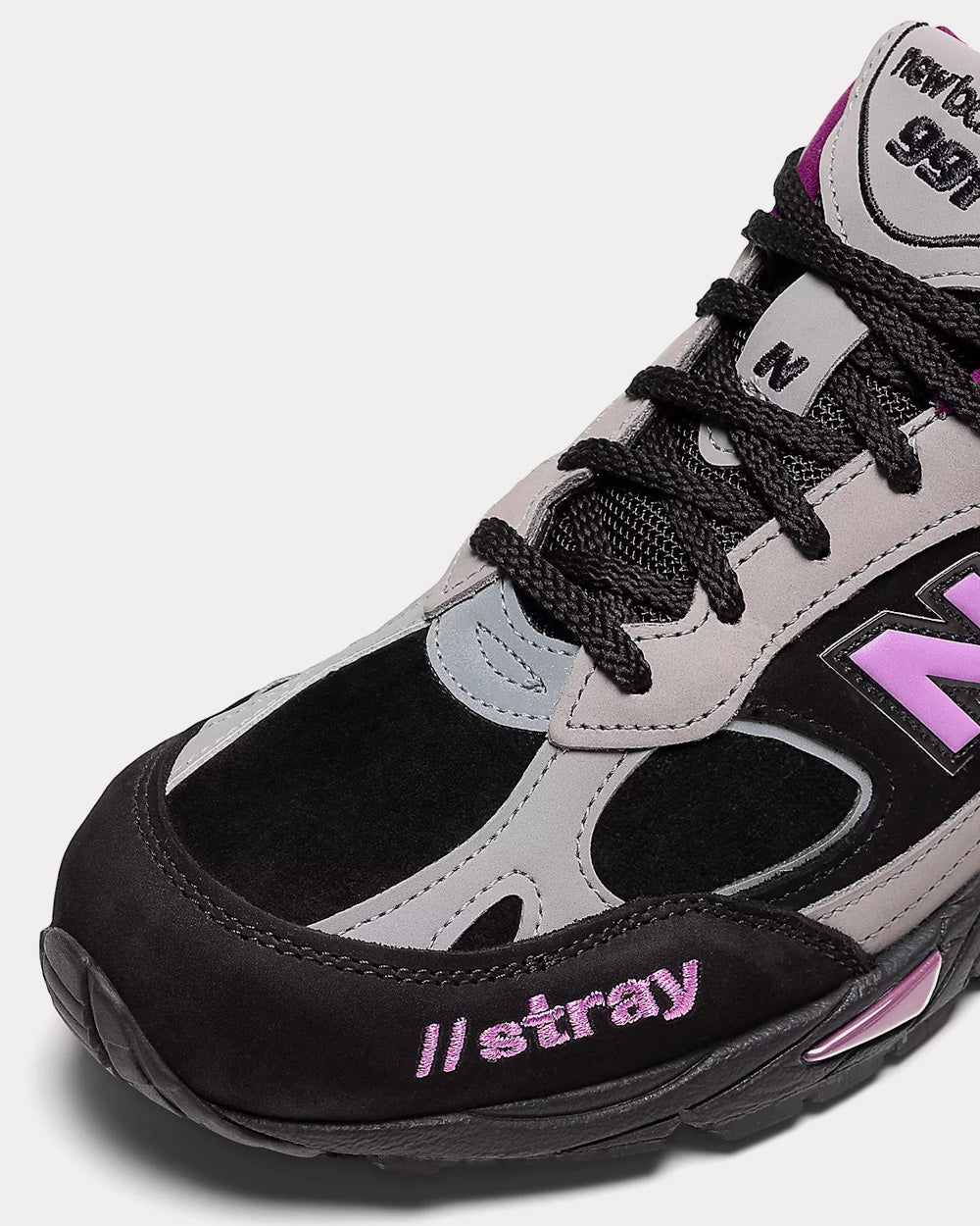 New Balance x Stray Rats Made in UK 991 Black / Grey / Purple Low Top Sneakers - 6