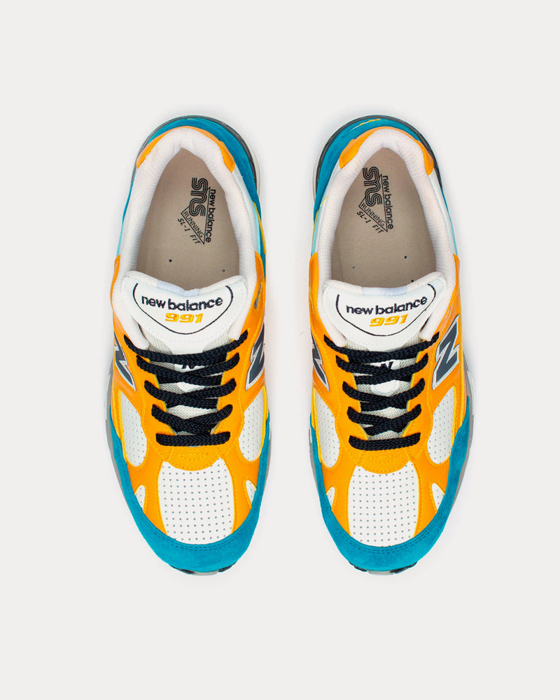 New Balance x SNS 991 Yellow / Blue / White / Grey Low Top Sneakers - 2