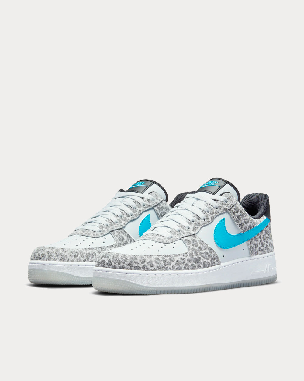 Nike Air Force 1 07 PRM Leopard Pure Platinum Light Blue Low Top Sneakers Sneak in Peace