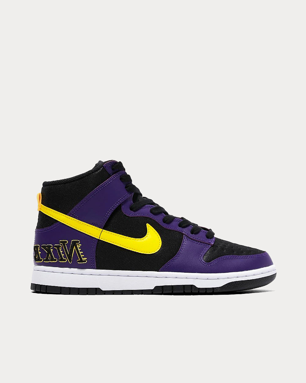 Nike Dunk Hi EMB Lakers Black / Opti Yellow-Court / Purple High Top Sneakers - 1