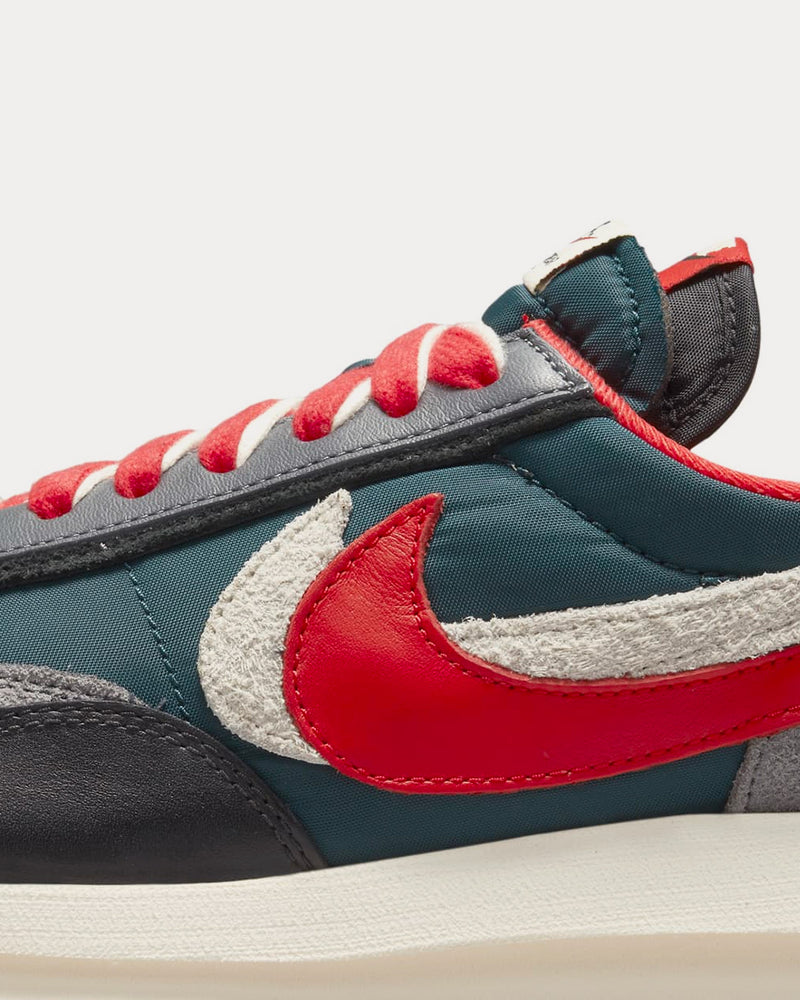 Nike x sacai x UNDERCOVER LDWaffle Midnight Spruce and University Red Low Top Sneakers - 6