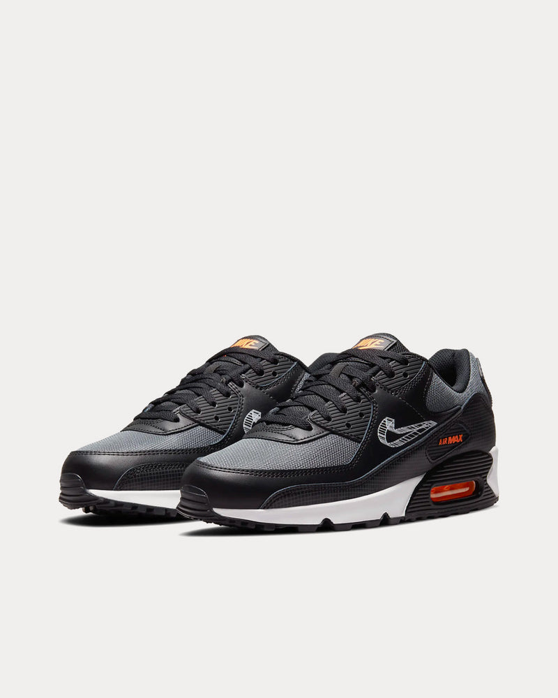 Nike Air Max 90 Black / Total Orange / Iron Grey / White Low Top Sneakers - 3