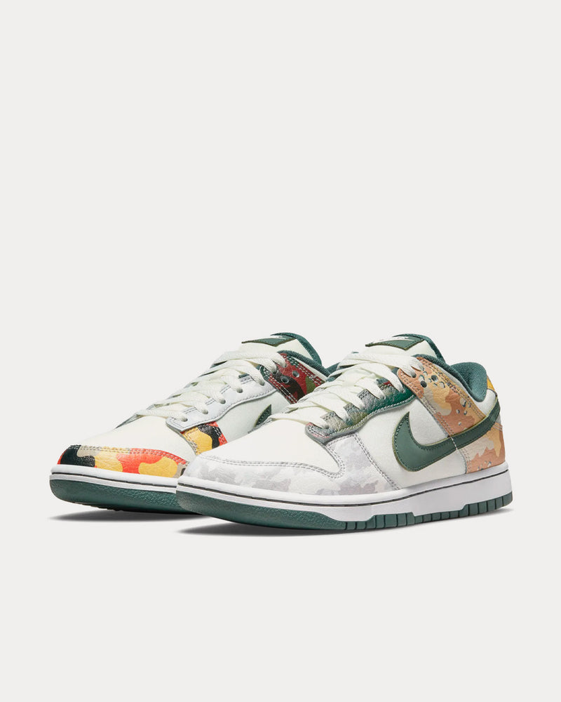 Nike Dunk Low SE Sail / Green / Orange Low Top Sneakers - 3