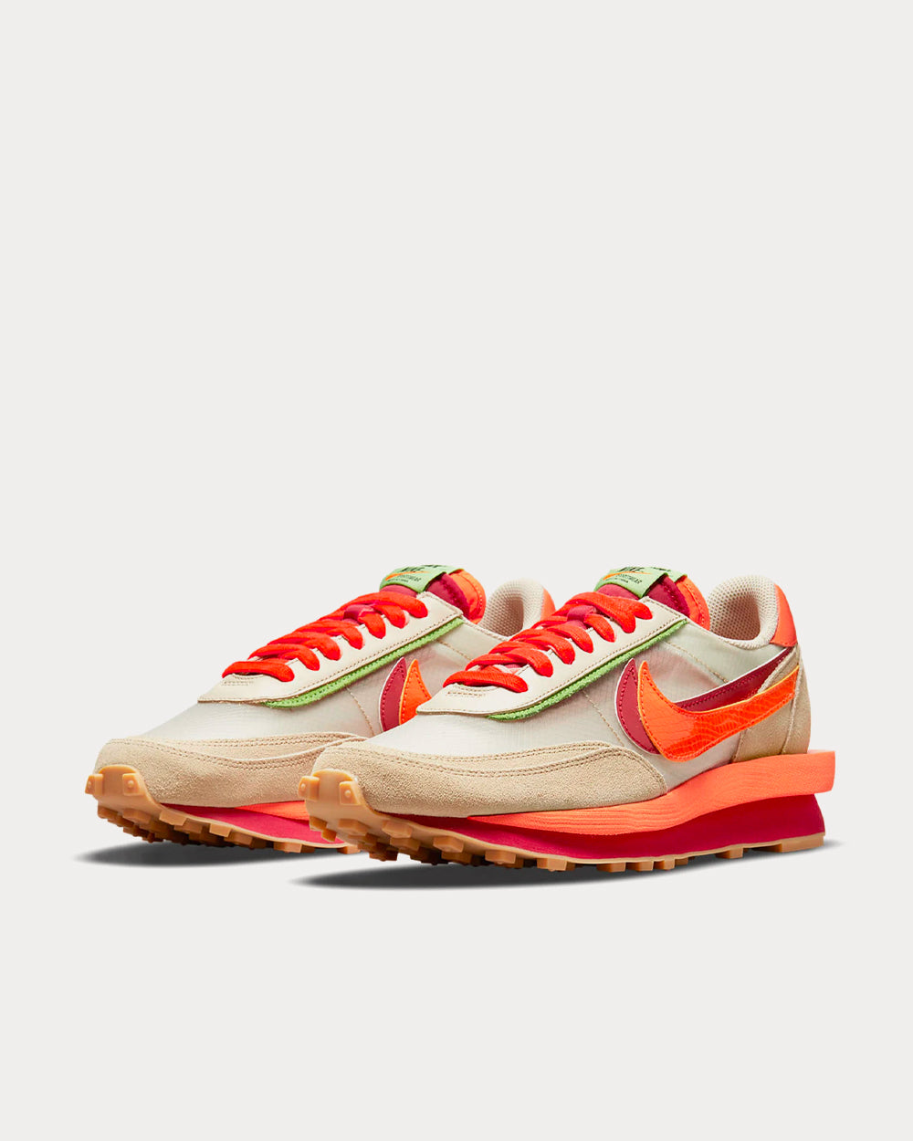 Nike x sacai x CLOT LDWaffle Orange Blaze / Deep Red Low Top Sneakers - 3