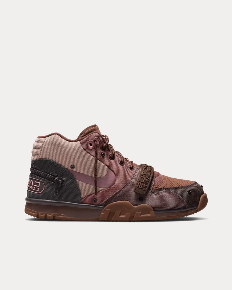 Nike x Travis Scott Air Trainer 1 Archaeo Brown and Rust Pink High Top Sneakers - 1