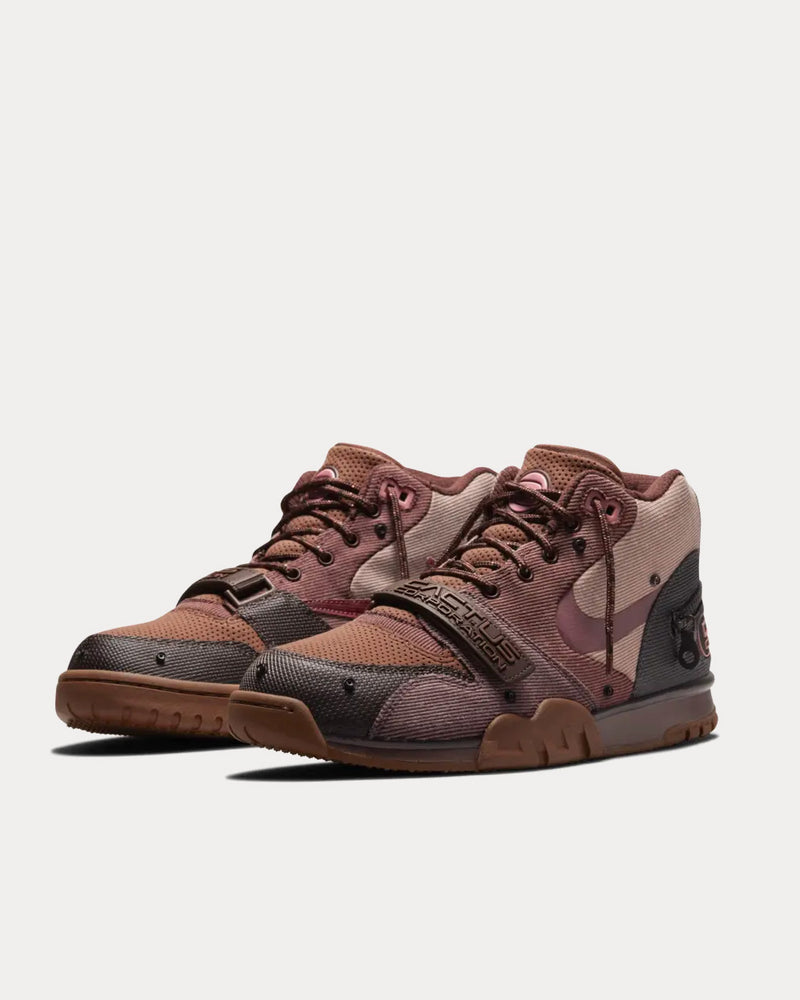 Nike x Travis Scott Air Trainer 1 Archaeo Brown and Rust Pink High Top Sneakers - 3