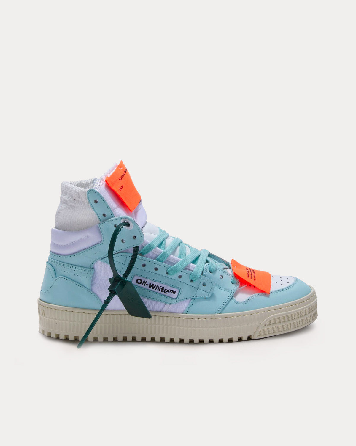 Off-White 3.0 Off Court Leather White / Light Blue High Top Sneakers - 1