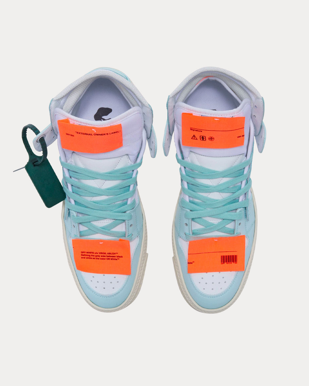 Off-White 3.0 Off Court Leather White / Light Blue High Top Sneakers - 2