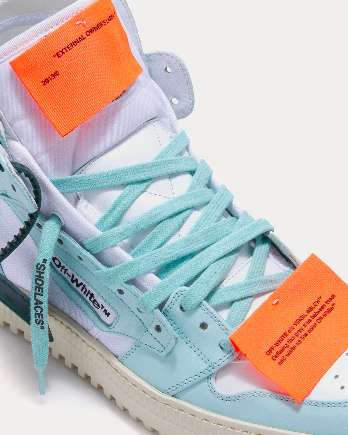 Off-White 3.0 Off Court Leather White / Light Blue High Top Sneakers - 4