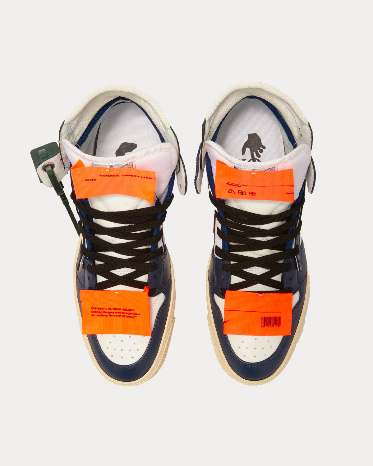 Off-White 3.0 Off Court Leather White / Dark Blue High Top Sneakers - 3