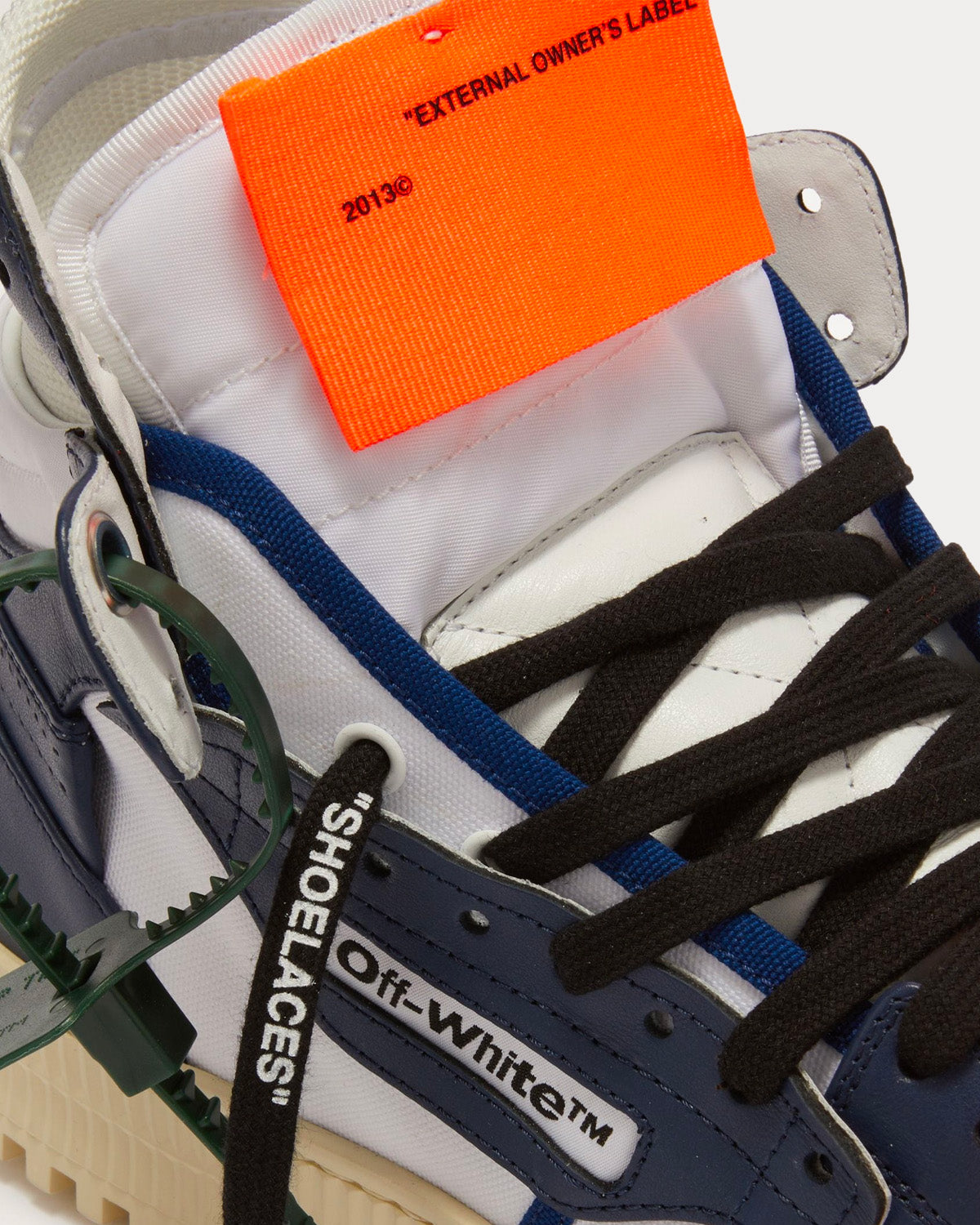 Off-White 3.0 Off Court Leather White / Dark Blue High Top Sneakers - 4