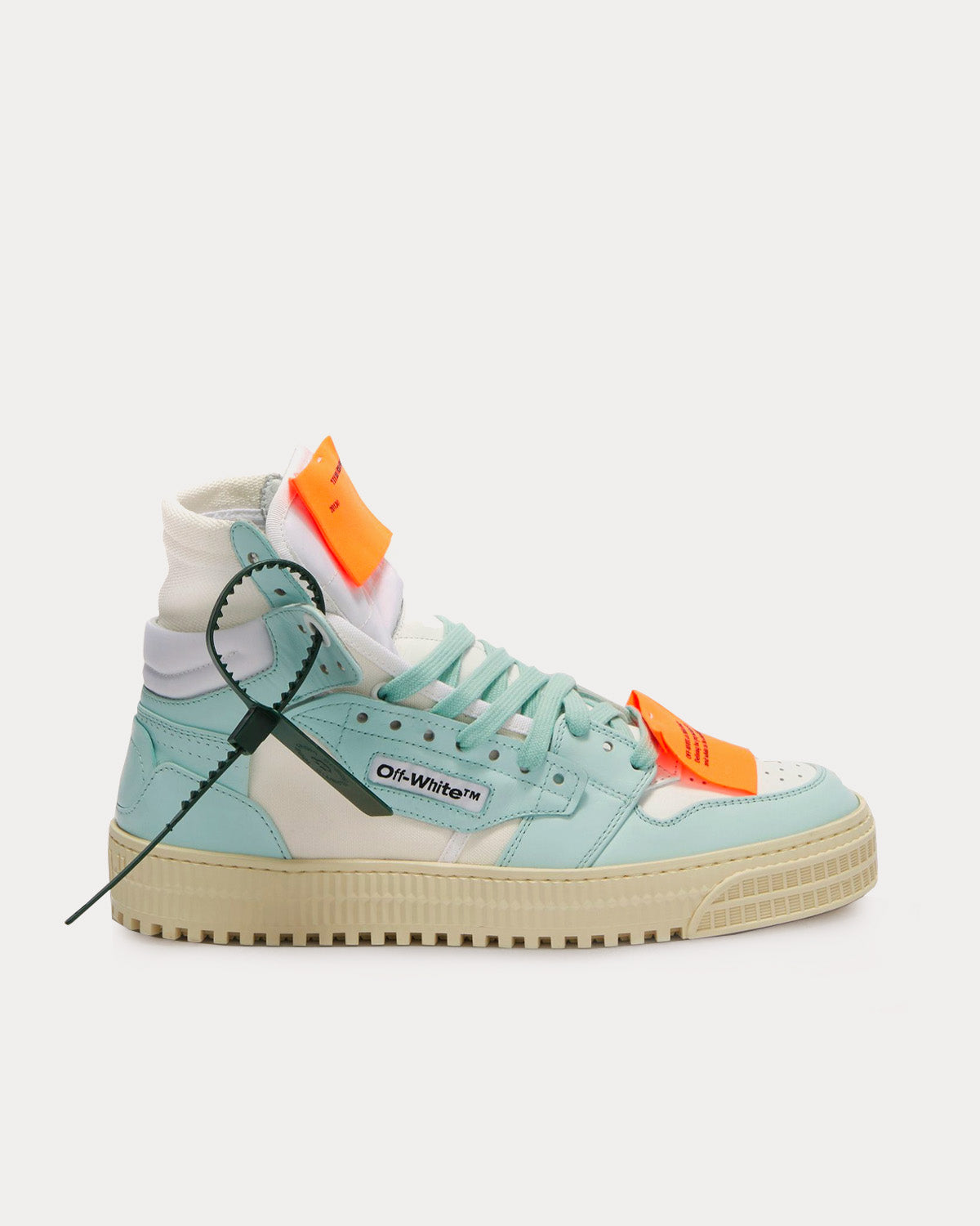 Off-White 3.0 Off Court Leather White / Mint High Top Sneakers - 1