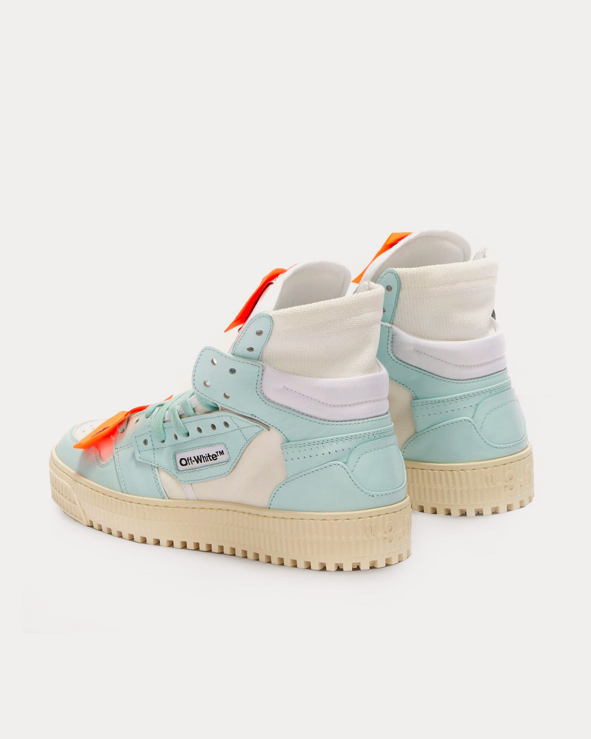 Off-White 3.0 Off Court Leather White / Mint High Top Sneakers - 3