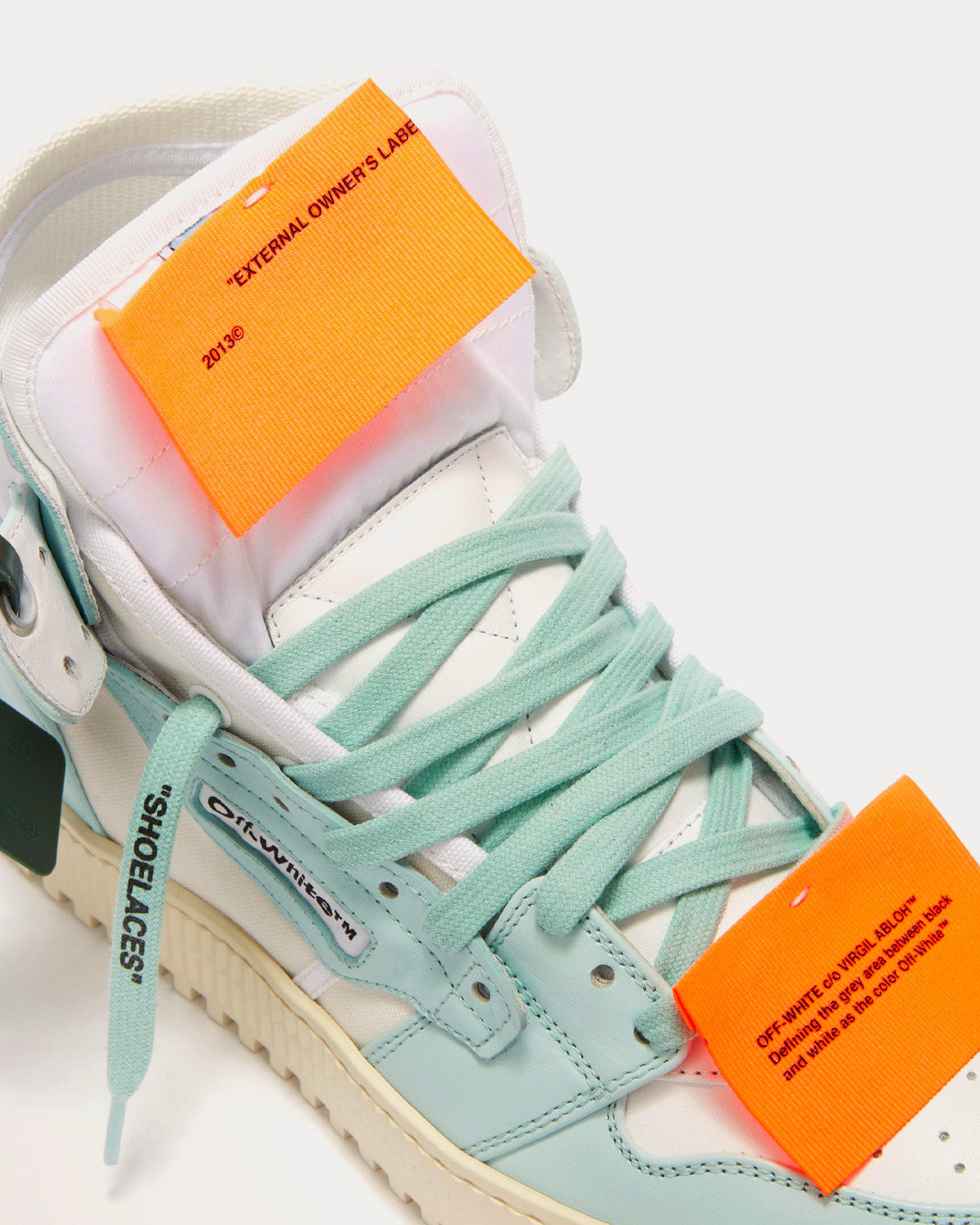 Off-White 3.0 Off Court Leather White / Mint High Top Sneakers - 4