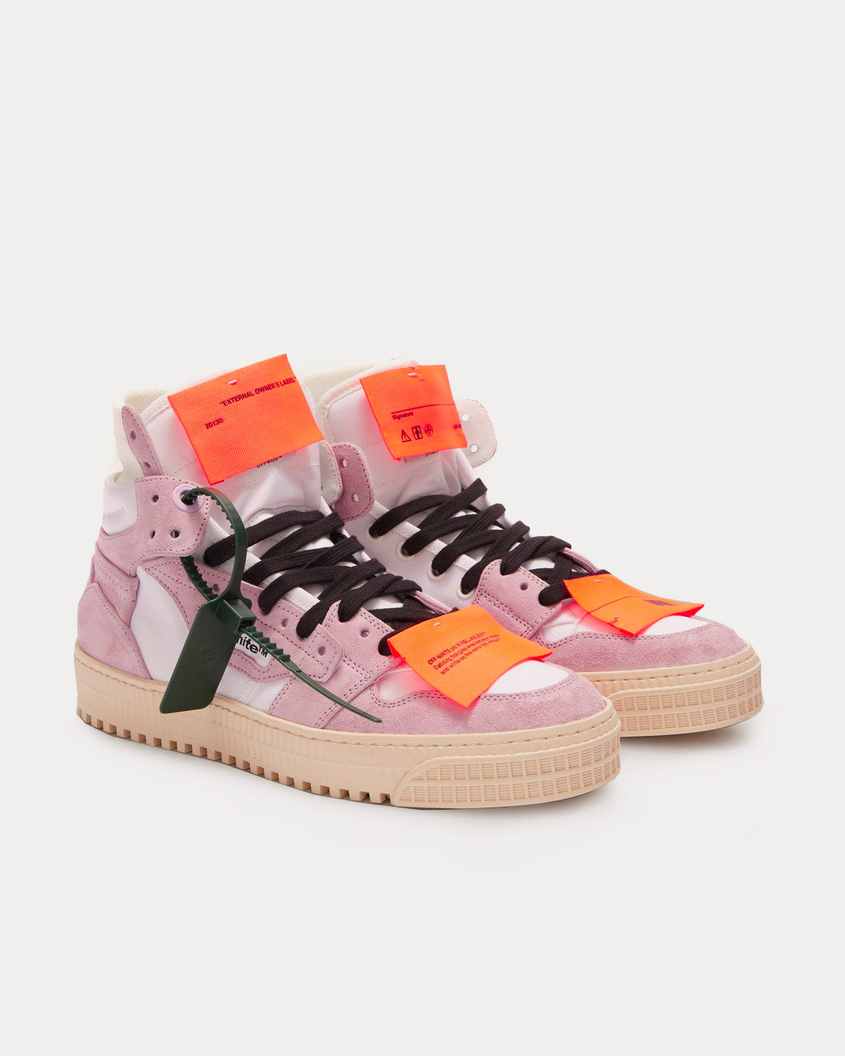 Off-White 3.0 Off Court Suede & Canvas White / Lilac High Top Sneakers - 3