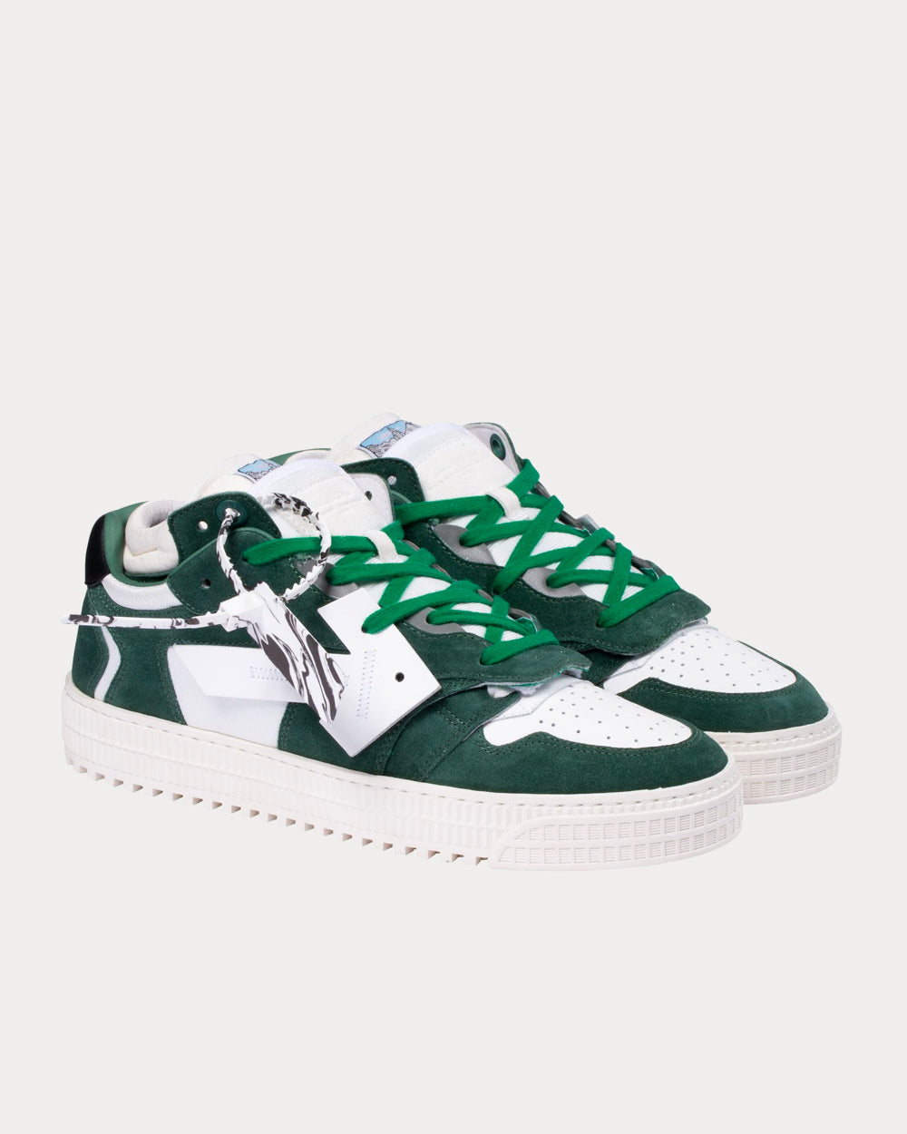 Off-White Floating Arrow White & Green Low Top Sneakers - 2