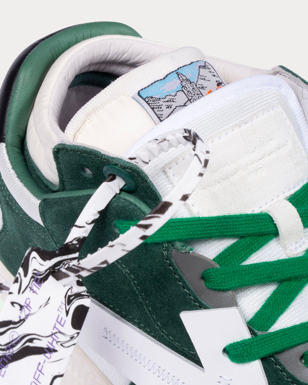 Off-White Floating Arrow White & Green Low Top Sneakers - 3