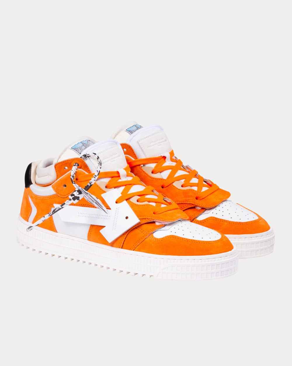 Off-White Floating Arrow White & Orange Low Top Sneakers - 2