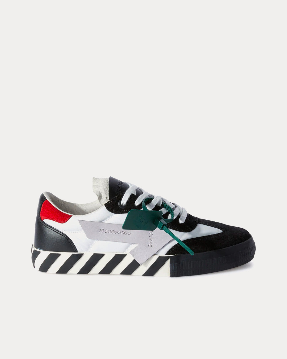 Off-White Floating Arrow Low Vulcanized Leather Black / White / Red Low Top Sneakers - 1