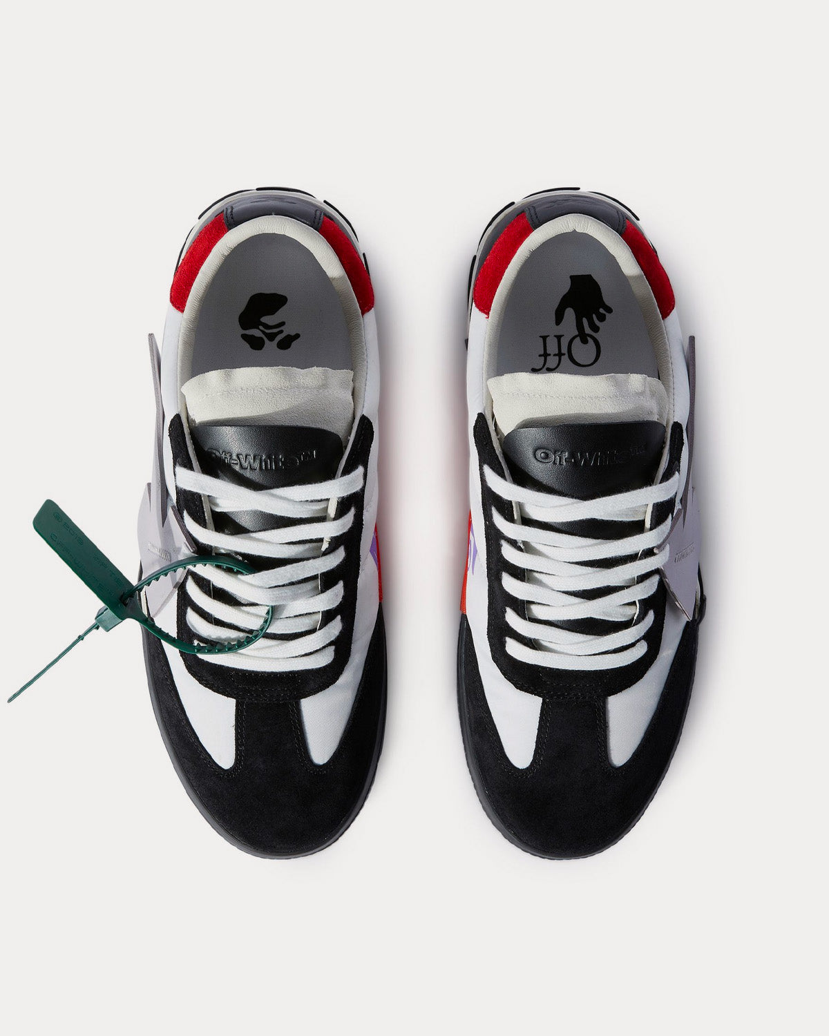 Off-White Floating Arrow Low Vulcanized Leather Black / White / Red Low Top Sneakers - 2