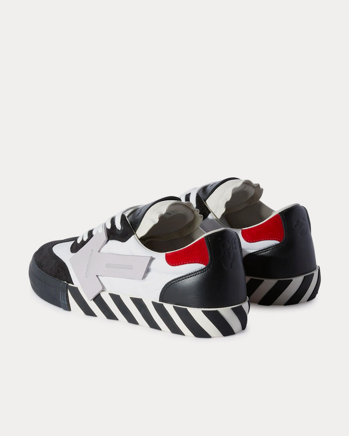 Off-White Floating Arrow Low Vulcanized Leather Black / White / Red Low Top Sneakers - 4