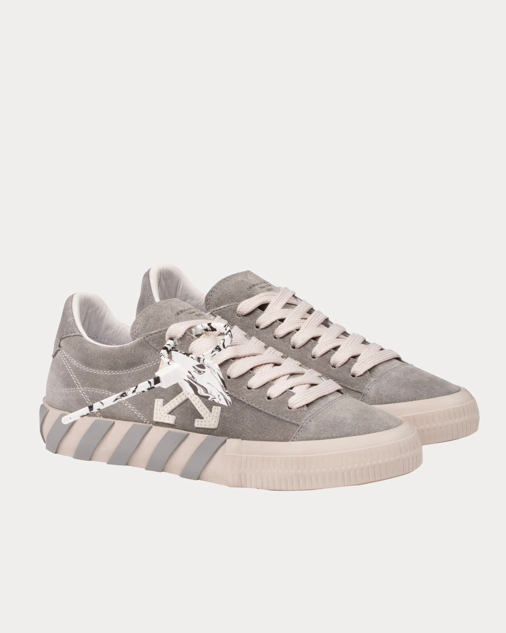 Off-White Vulcanized Grey / White Low Top Sneakers - 2