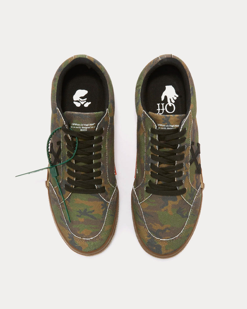 Off-White Low Vulcanized Camo Canvas Military Green Low Top Sneakers - 2