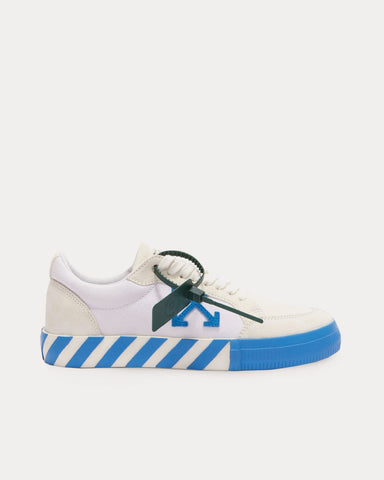 Off-White Low Vulcanized Suede & Canvas White / Blue Low Top Sneakers