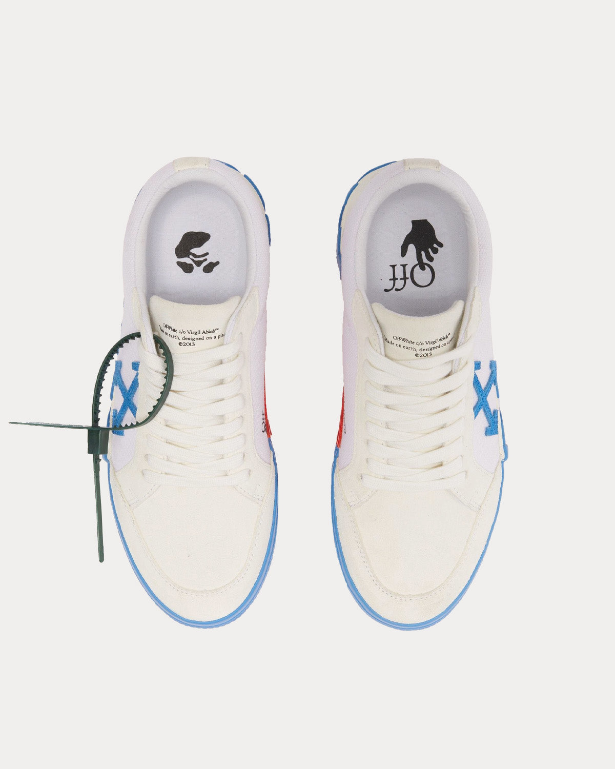 Off-White Low Vulcanized Suede & Canvas White / Blue Low Top Sneakers - 2