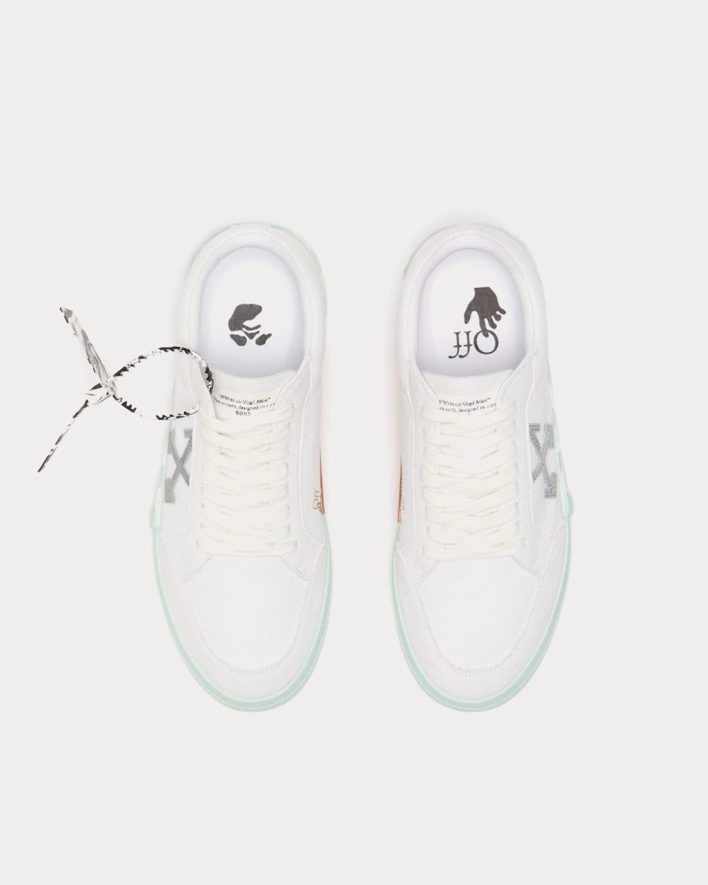 Off-White Vulcanized White / Mint Low Top Sneakers - 3