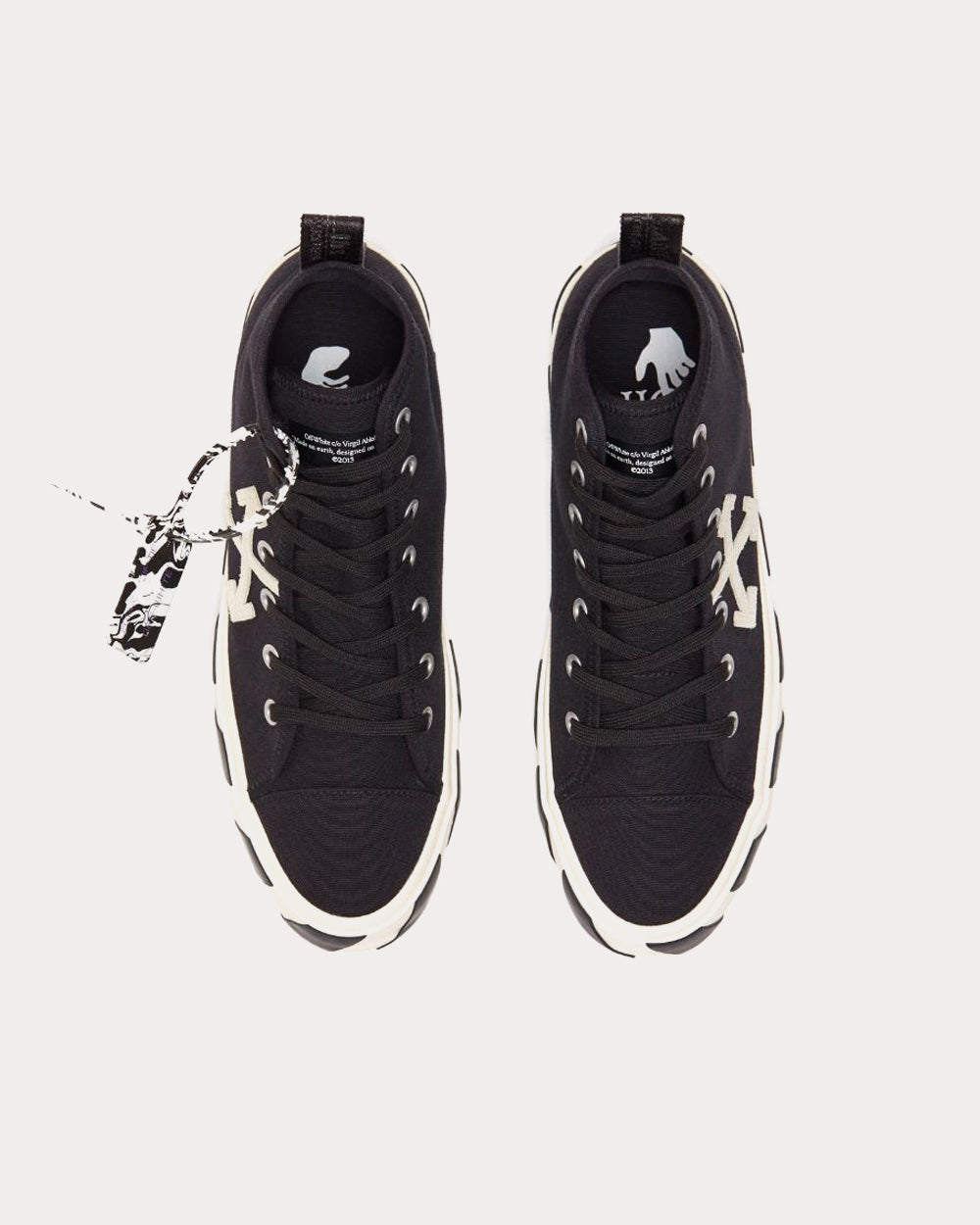 Off-White Mid Vulcanized Black High Top Sneakers - 3