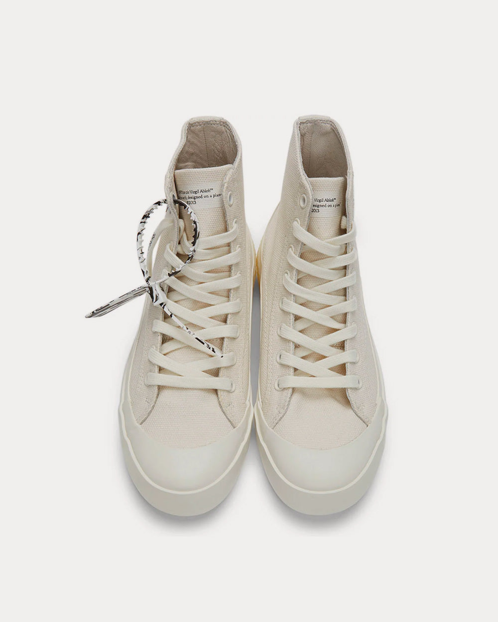 Off-White Vulcanized Canvas Cream / White High Top Sneakers - 2