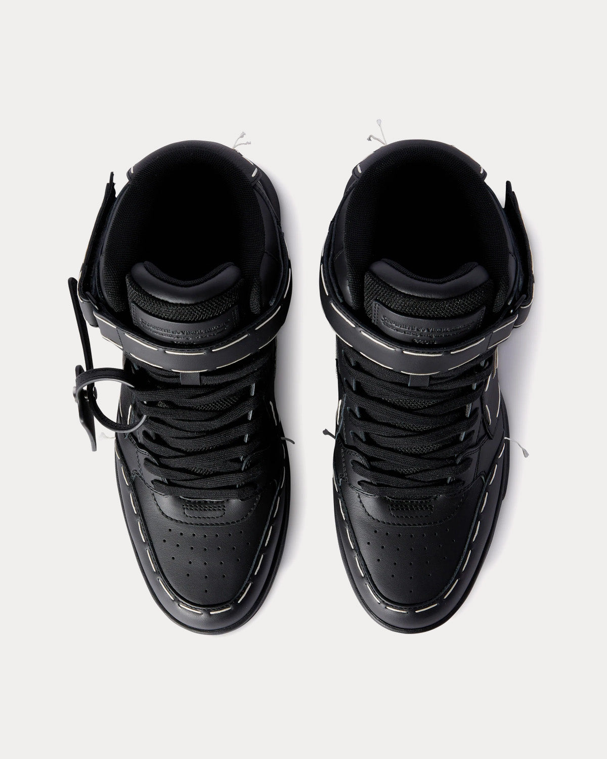 Off-White Ooo Mid Sartorial Stitching Black High Top Sneakers - 2