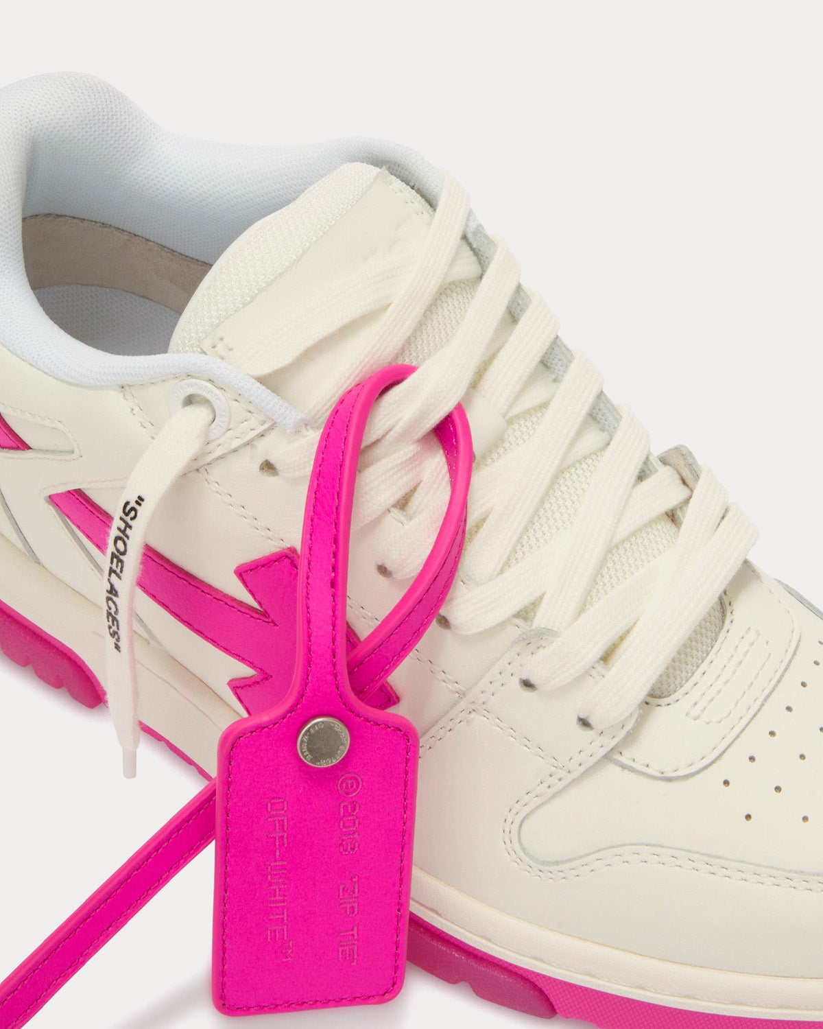 Off-White Out Of Office Panelled Lace-Up Fuchsia / White Low Top Sneakers - 5