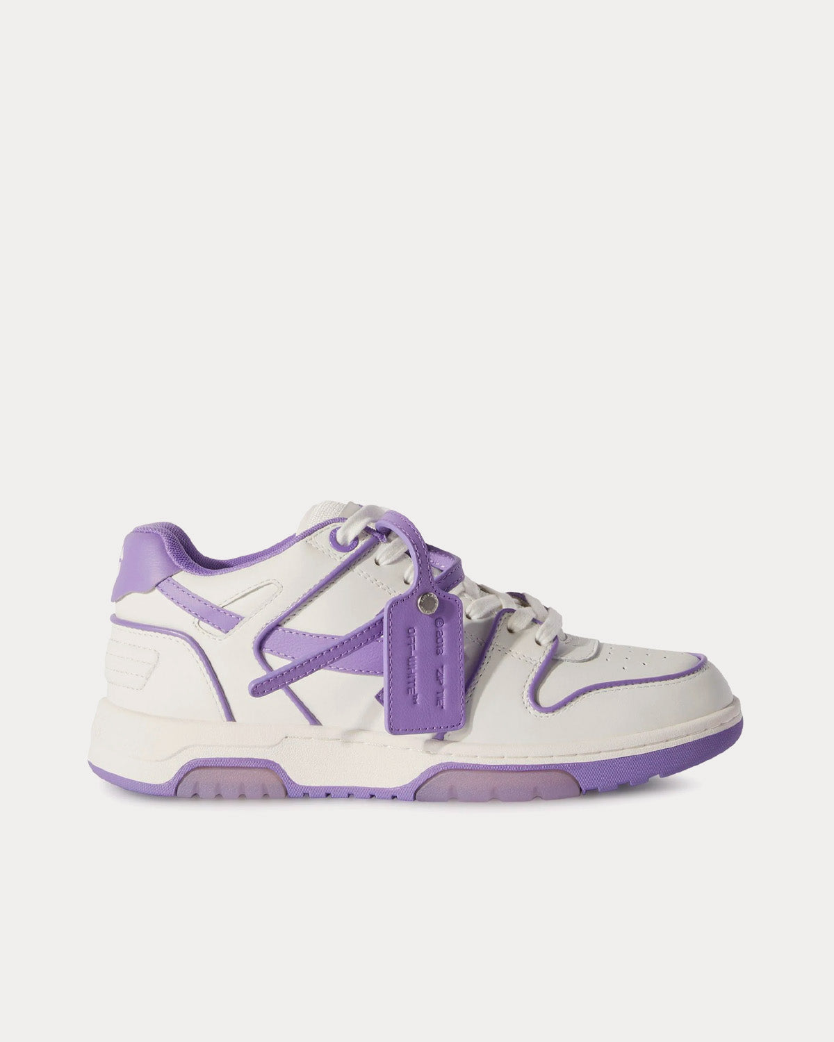 Off-White Out Of Office Outlined Leather White / Purple Low Top Sneakers - 1