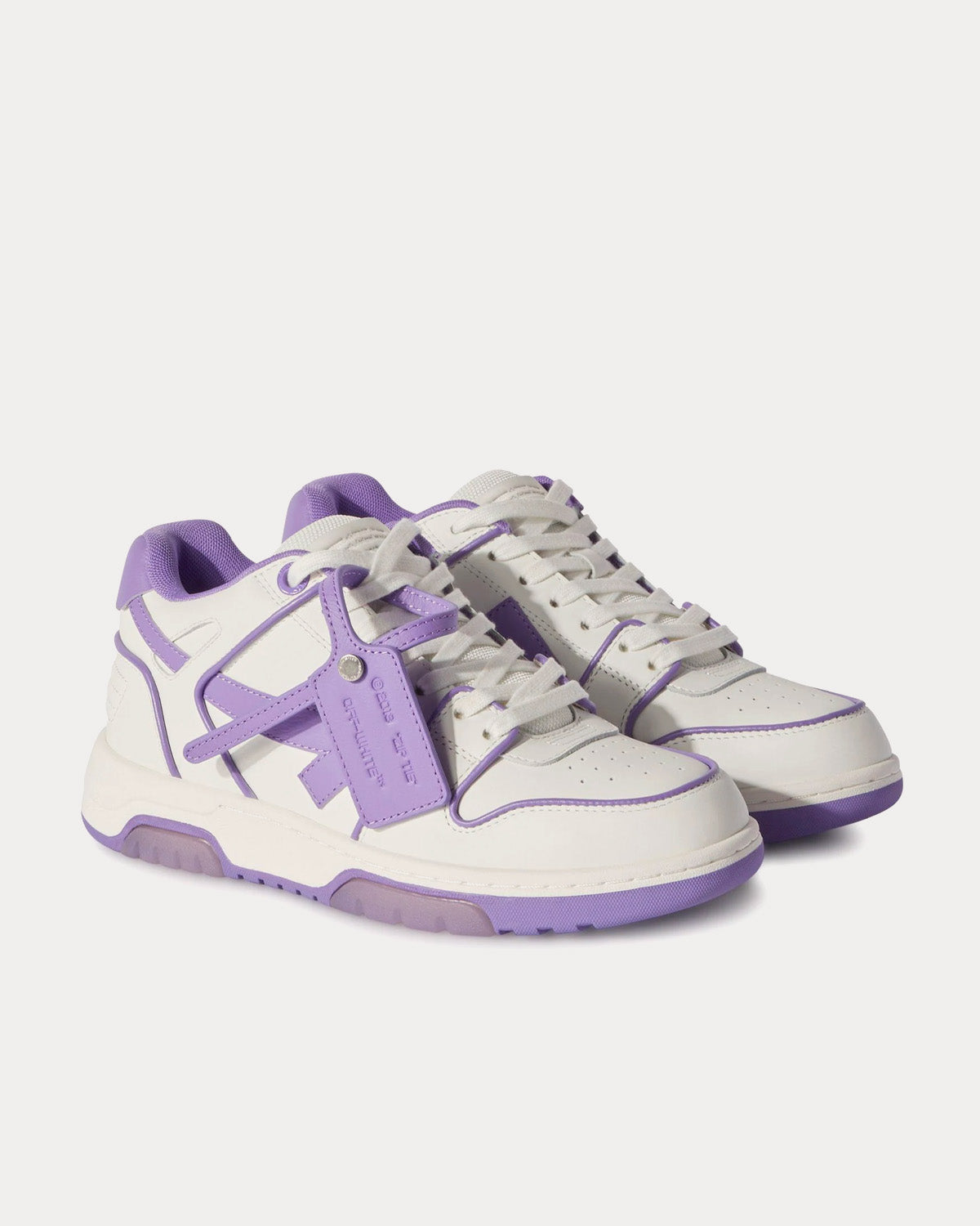 Off-White Out Of Office Outlined Leather White / Purple Low Top Sneakers - 3