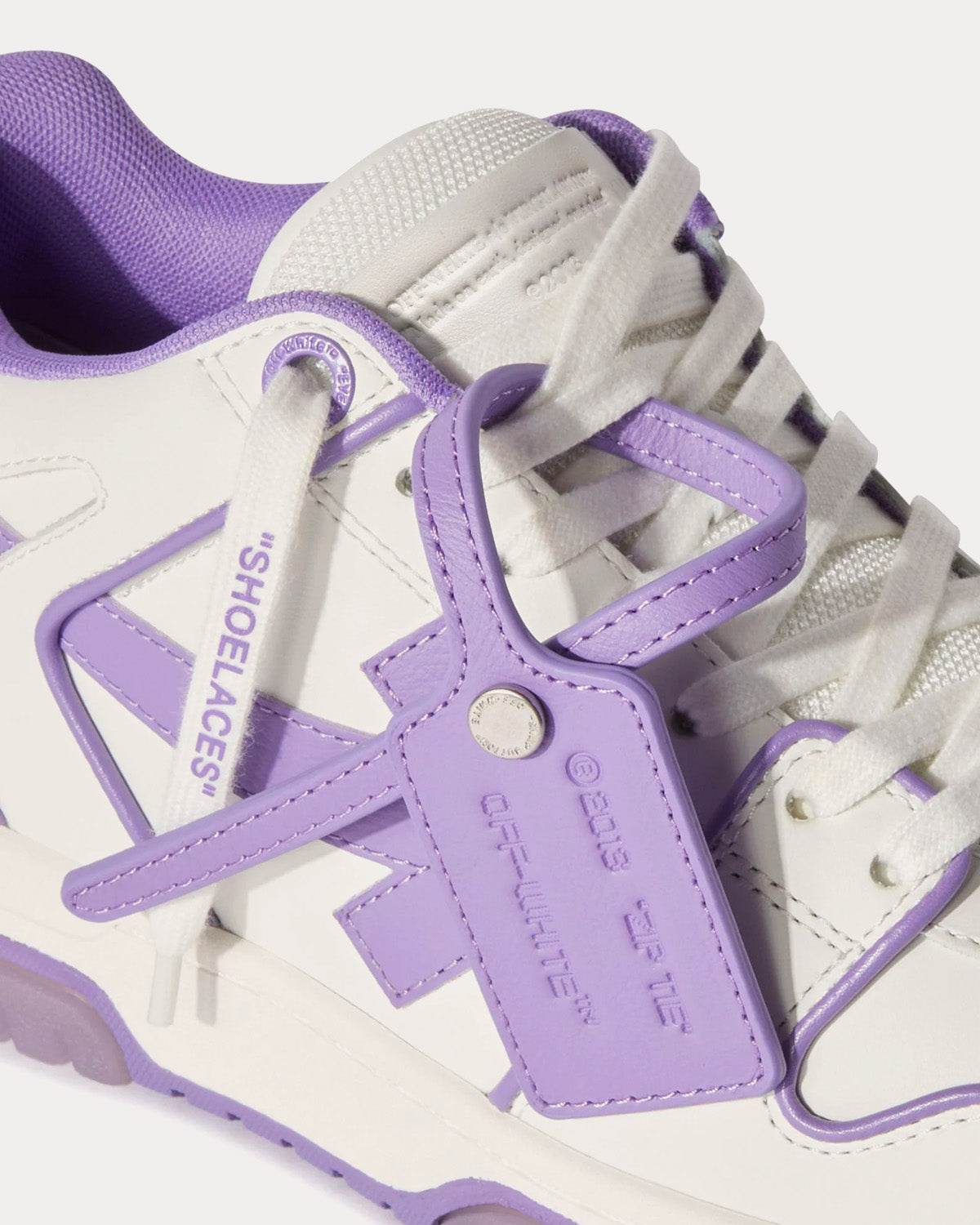 Off-White Out Of Office Outlined Leather White / Purple Low Top Sneakers - 5