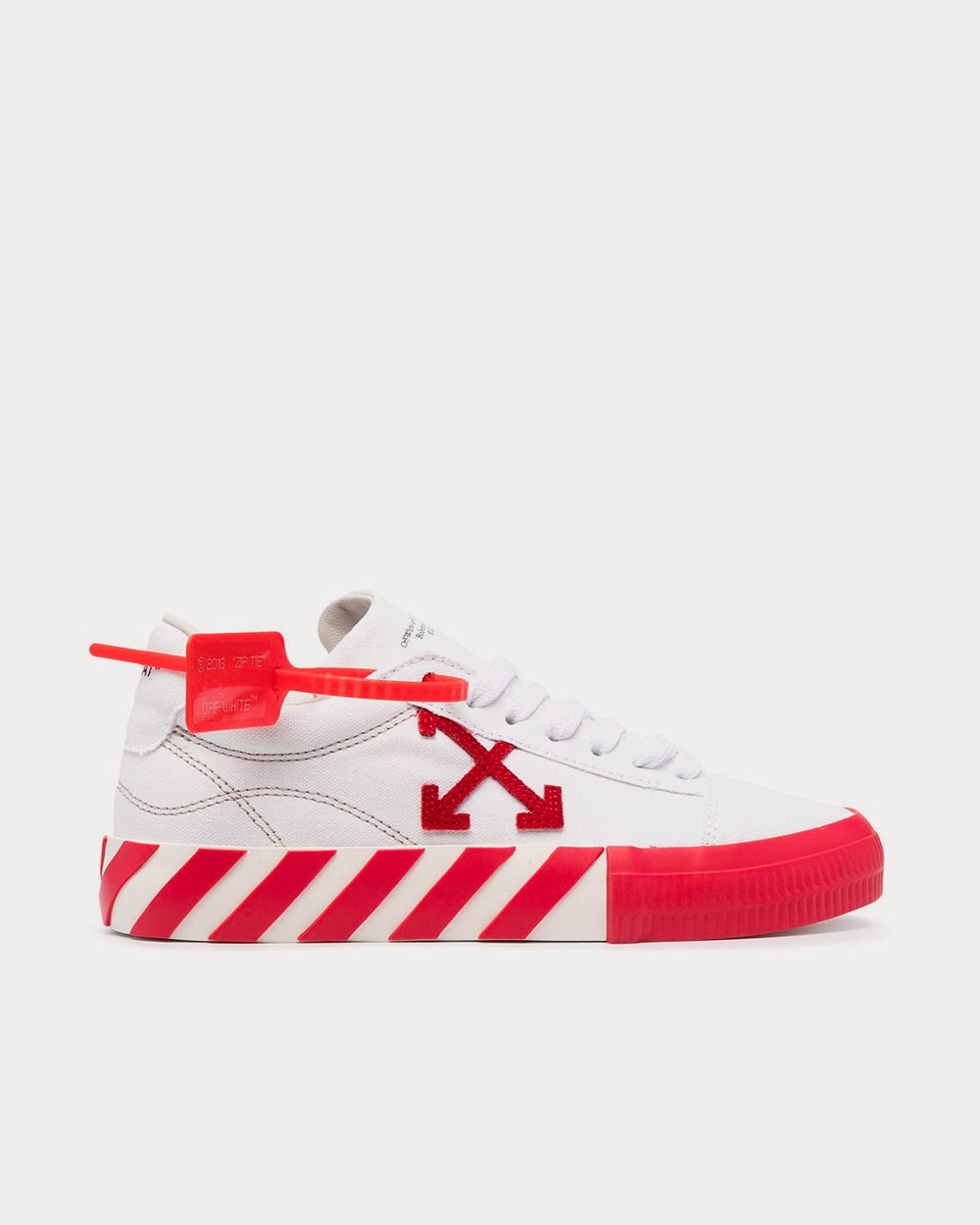 Off-White Vulcanized White / Red Low Top Sneakers - 1