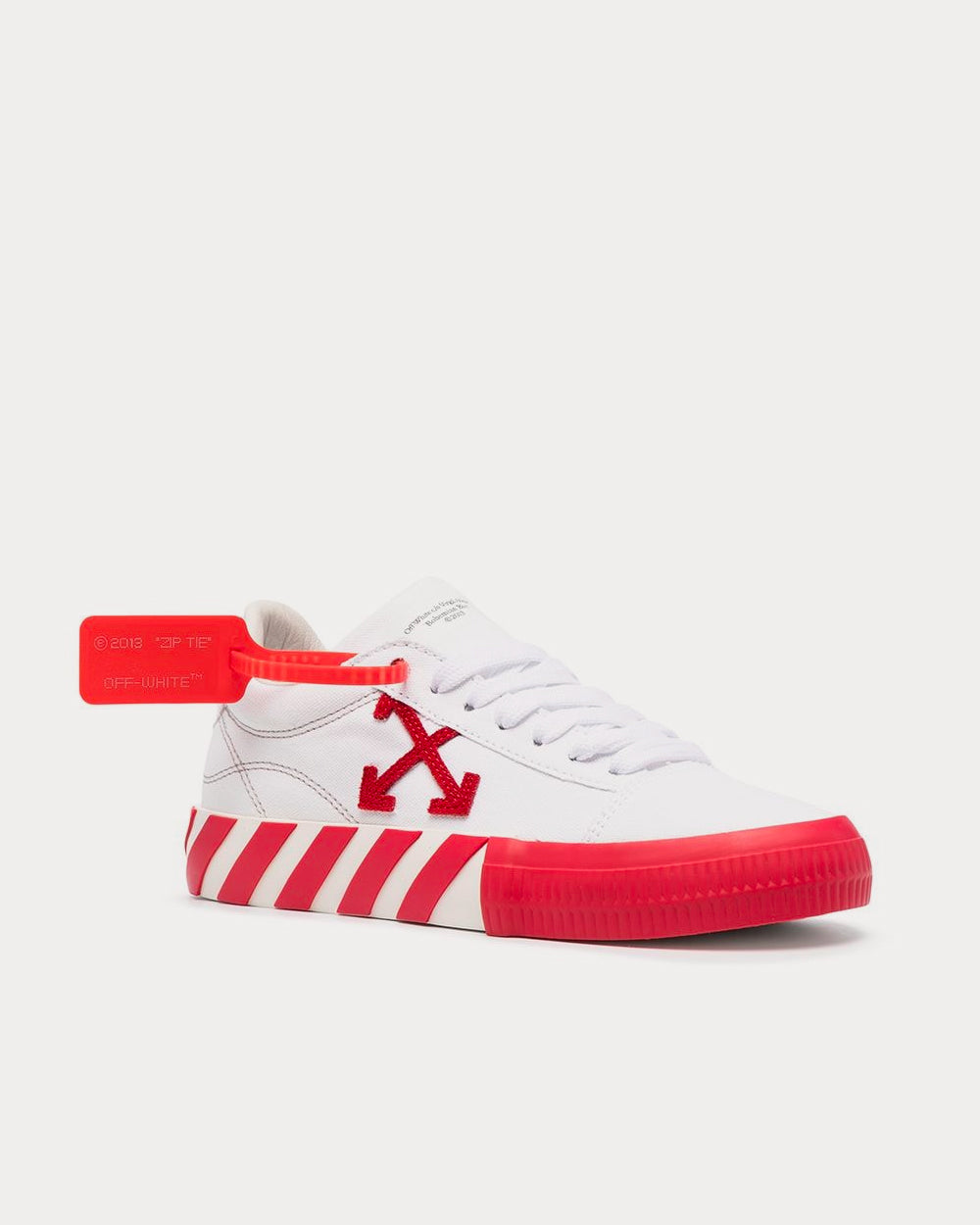 Off-White Vulcanized White / Red Low Top Sneakers - 2