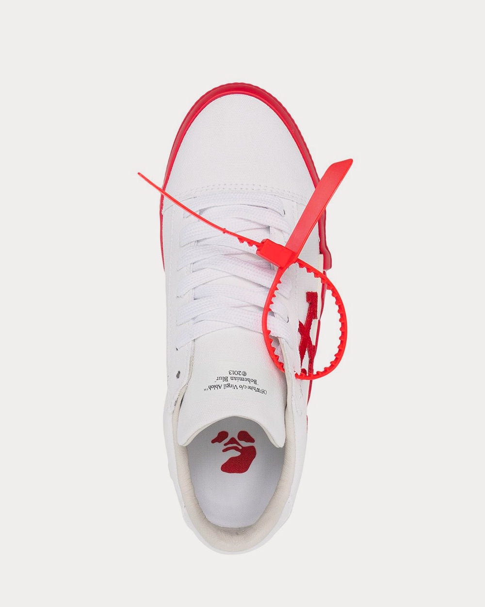 Off-White Vulcanized White / Red Low Top Sneakers - 3