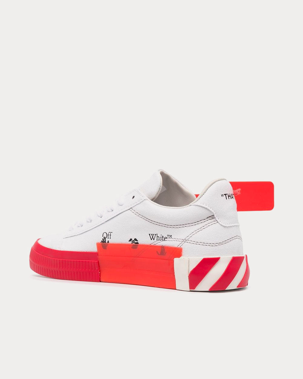 Off-White Vulcanized White / Red Low Top Sneakers - 4