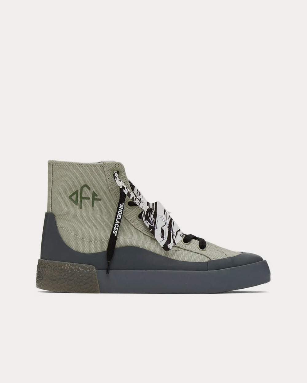 Off-White Vulcanized Canvas Taupe / Black High Top Sneakers - 1