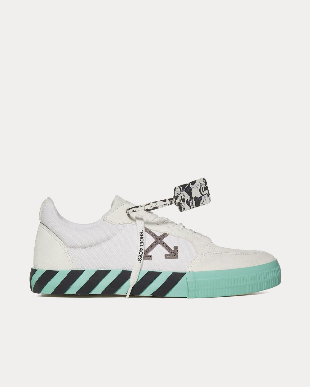 Off-White Vulcanized Leather & Canvas White / Mint Low Top Sneakers - 1