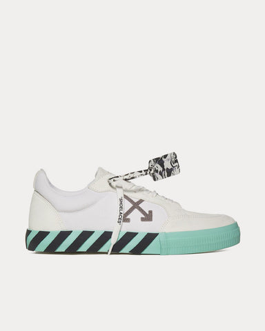 Off-White Vulcanized Leather & Canvas White / Mint Low Top Sneakers