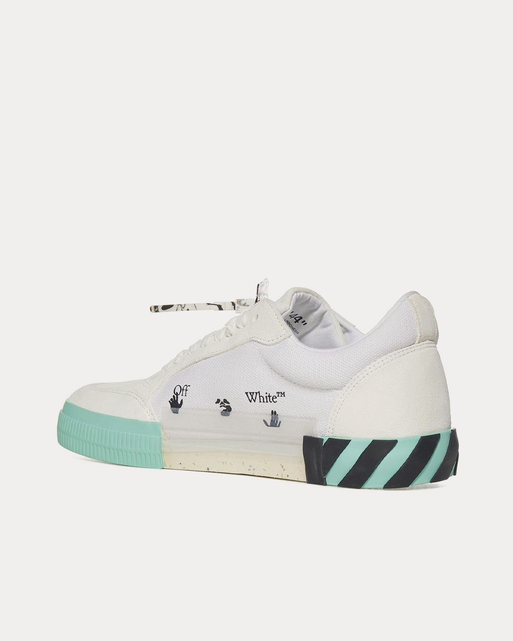 Off-White Vulcanized Leather & Canvas White / Mint Low Top Sneakers - 3