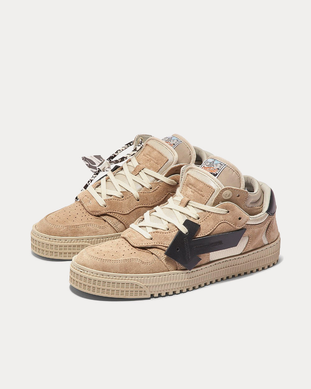 Off-White Floating Arrow Suede Beige / Black Low Top Sneakers - 2