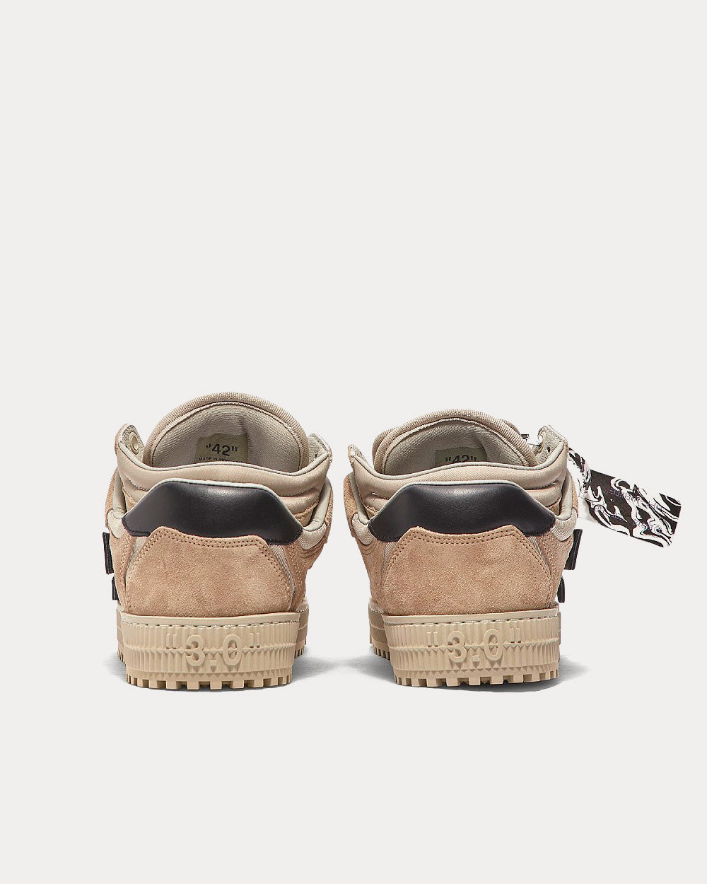 Off-White Floating Arrow Suede Beige / Black Low Top Sneakers - 3