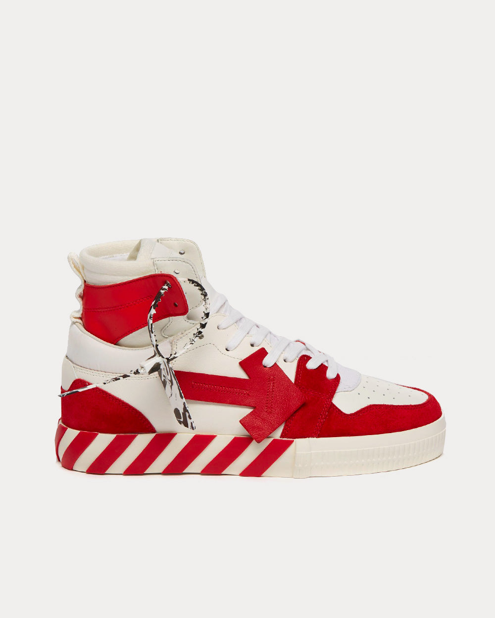 Off-White Vulcanized White / Red High Top Sneakers - 1