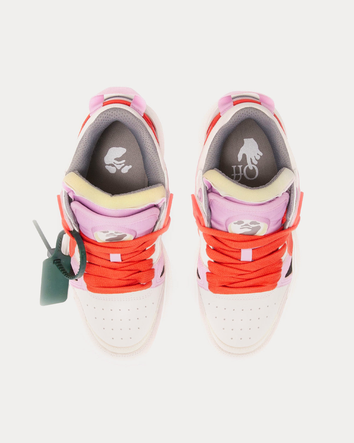 Off-White Sponge Pink / Red Mid Top Sneakers - 2